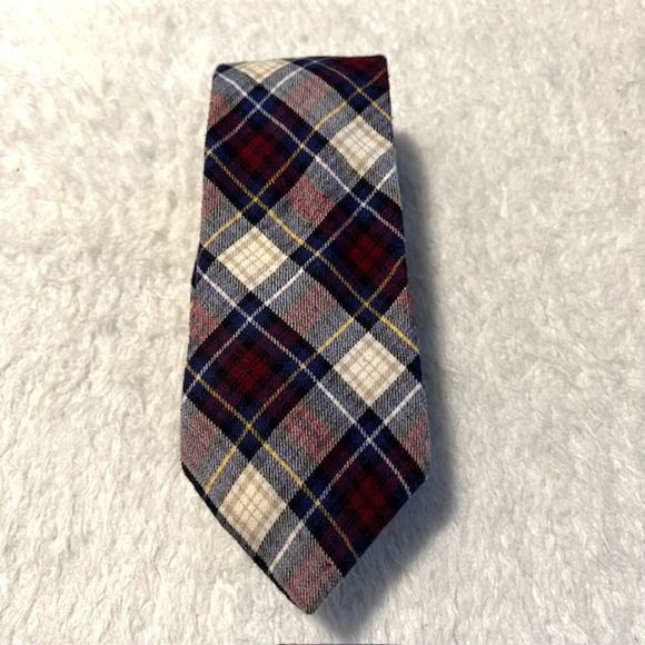 Daytons for Men Red Blue White Plaid Wool Blend Necktie - Picture 5 of 5